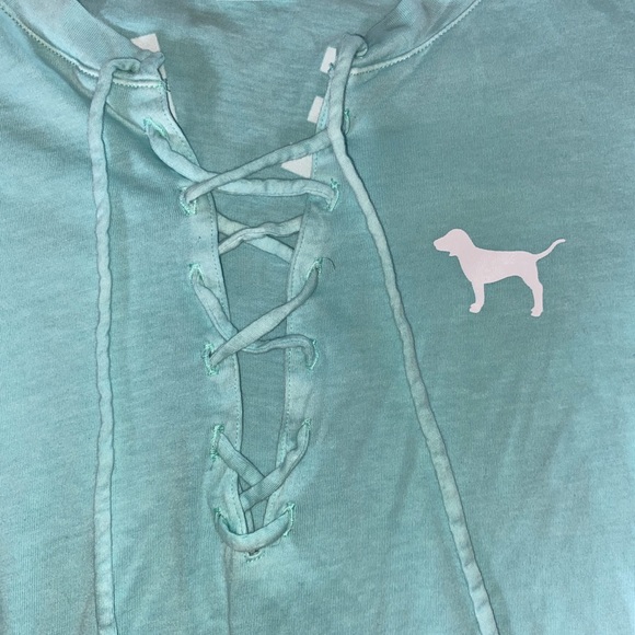 VSPINK Front Lace Up Campus Tee Aqua Size XS - Picture 4 of 7
